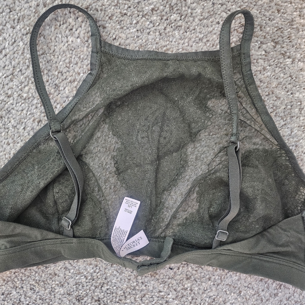Lace Halter Bralette in Olive Green - Picture 6 of 11